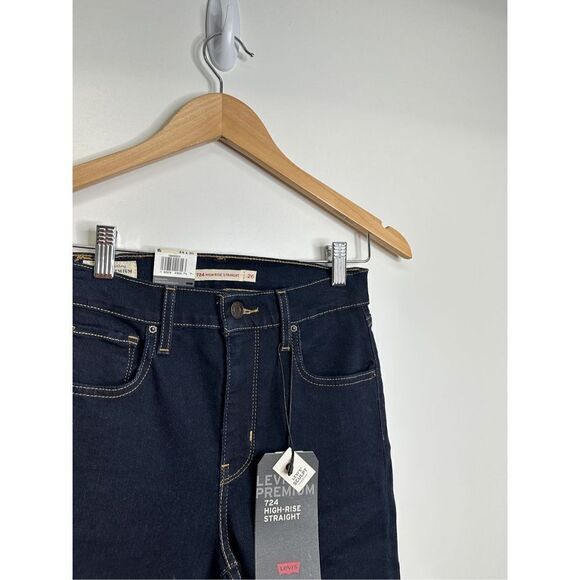 Levi’s Pants Womens High Rise Straight‎ Leg Jeans Dark Wash Size 26x30 NWT - Picture 3 of 6